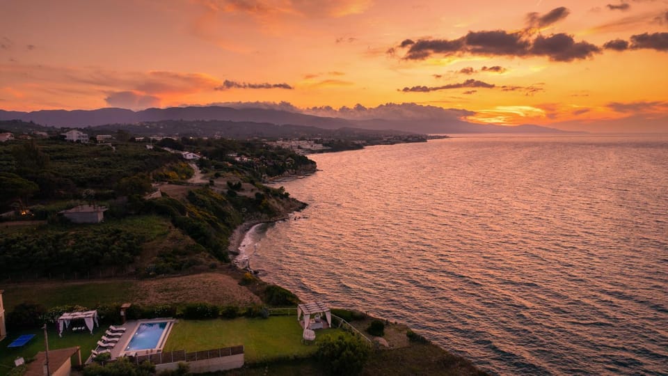 Natural landscape, Bird's eye view, Sea view, Sunset