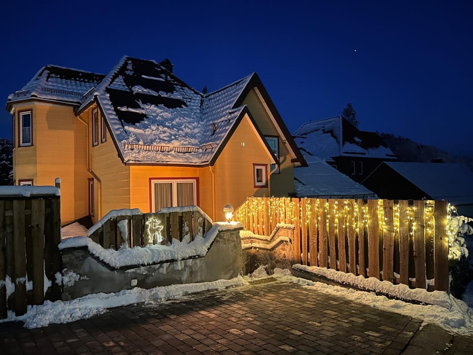 Property building, Night, Winter, Parking