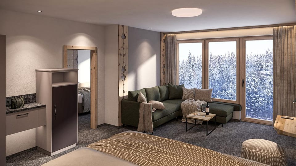 Bed, Living room, Photo of the whole room, Seating area, Bedroom