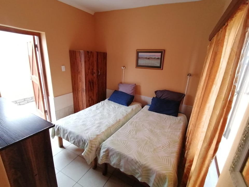 Bed, wardrobe