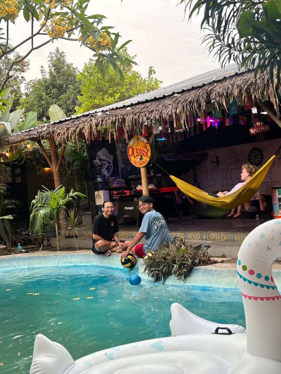 Natural landscape, Swimming pool, group of guests