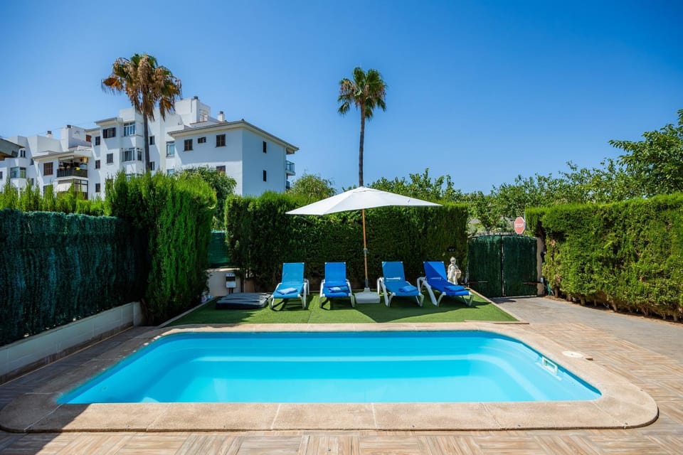 Property building, Living room, Swimming pool