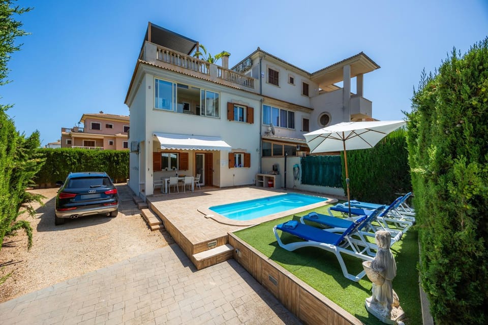Property building, Living room, Swimming pool