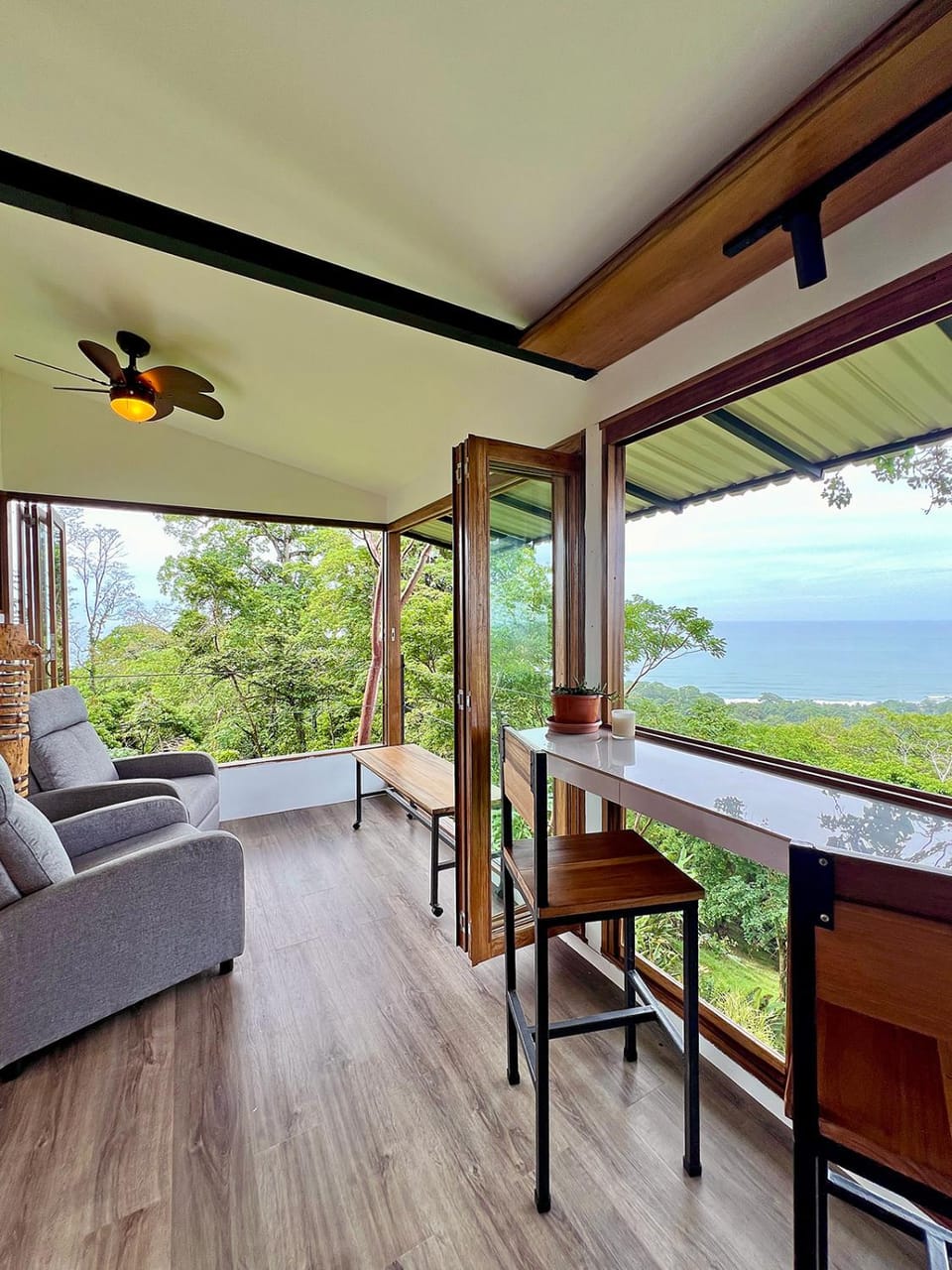 Natural landscape, View (from property/room), Living room, Seating area, Dining area