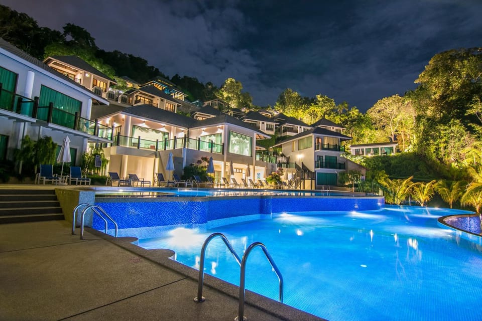 Property building, Night, Swimming pool