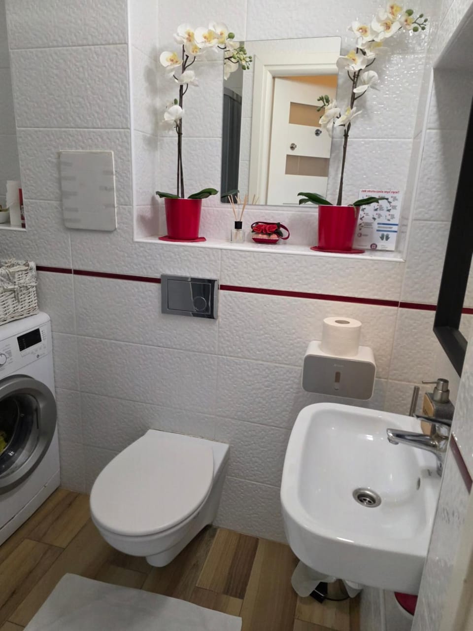 Shower, Toilet, Bathroom, towels, washing machine, dryer