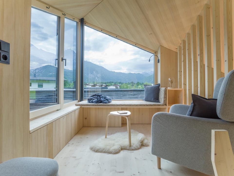 Living room, Seating area, Mountain view