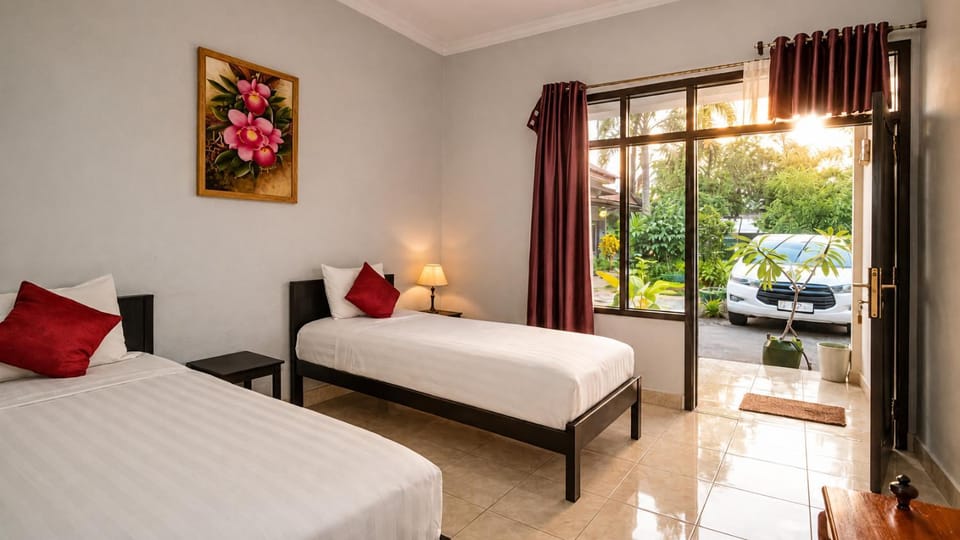 Bed, Garden, Photo of the whole room, Bedroom, Garden view