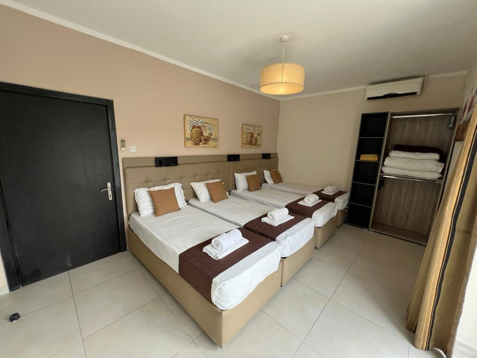 Bed, Photo of the whole room, Bedroom, towels, wardrobe, air conditioner