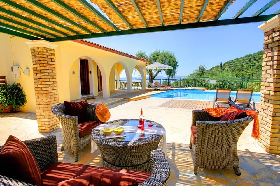 Patio, Day, Natural landscape, Pool view, Swimming pool, sunbed