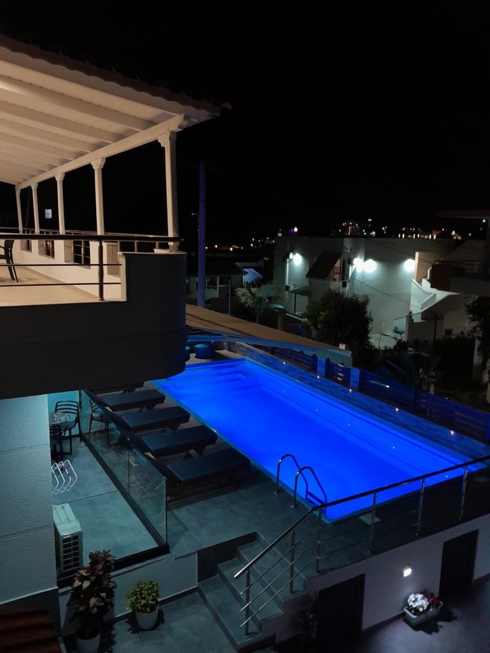 Night, Pool view, Swimming pool