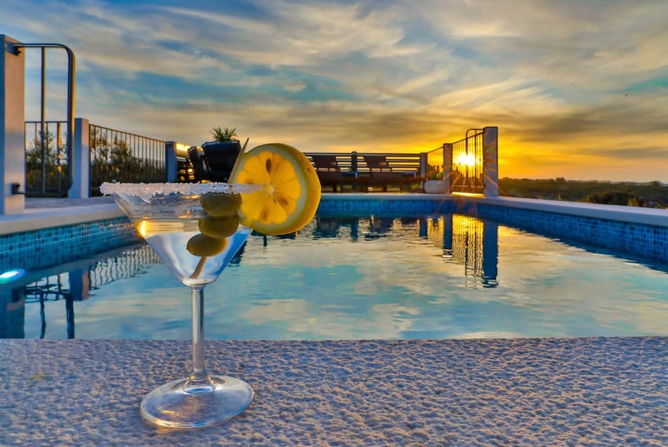 Decorative detail, Pool view, Sunset