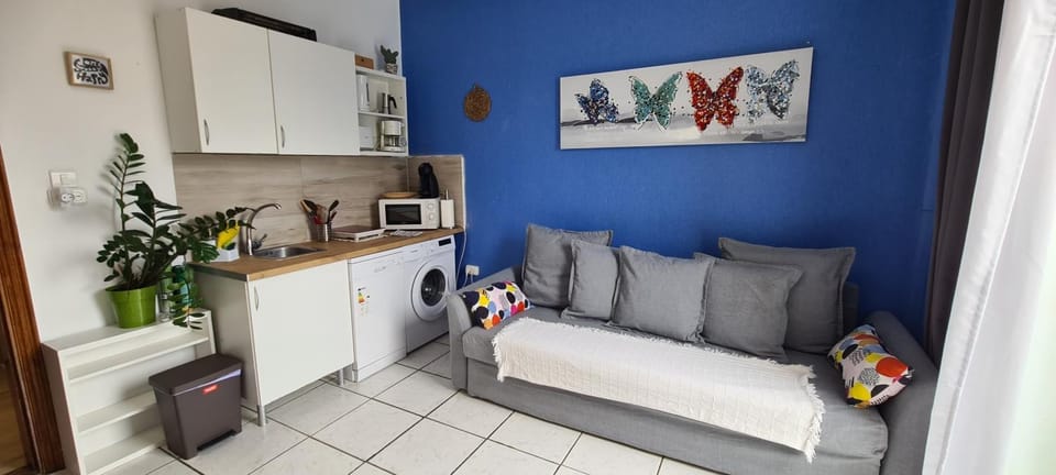 Kitchen or kitchenette, Living room, Seating area, minibar, stove, washing machine