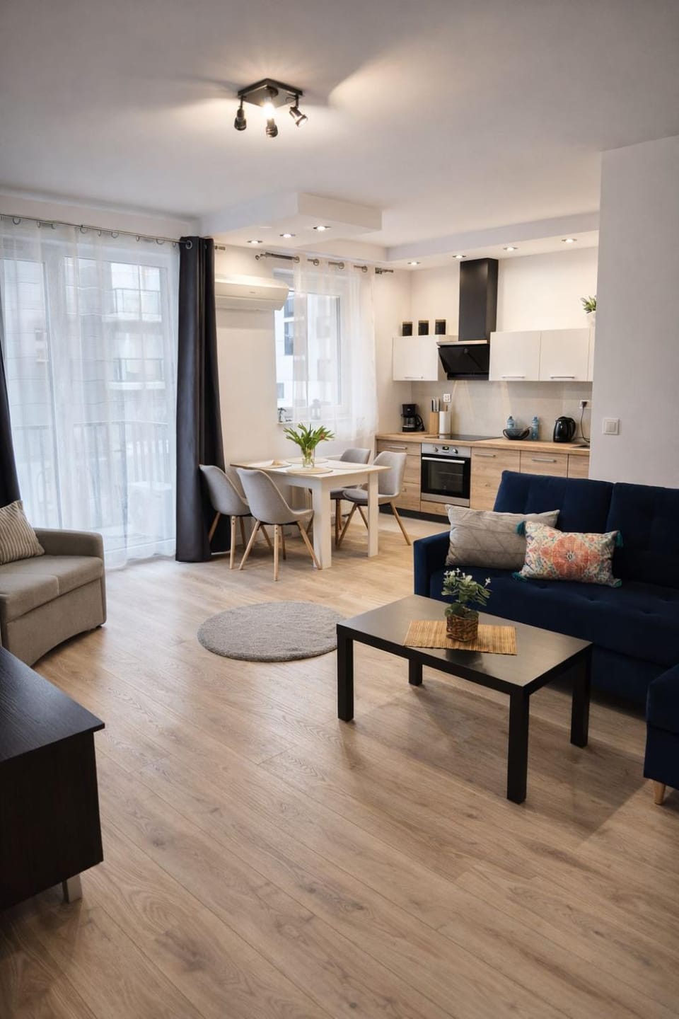 Kitchen or kitchenette, Living room, Dining area