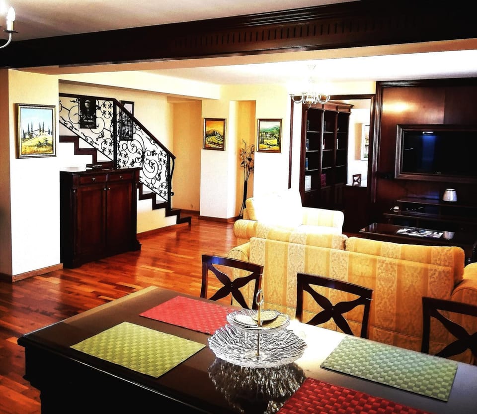 TV and multimedia, Kitchen or kitchenette, Living room, Seating area, Dining area