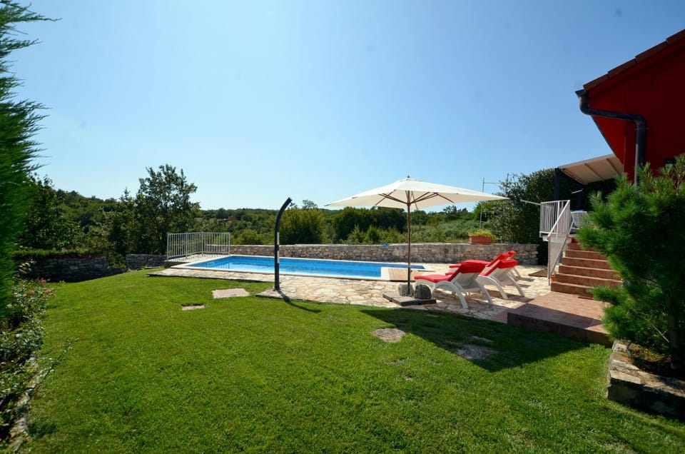 Natural landscape, Garden, Garden view, Pool view, Swimming pool, sunbed