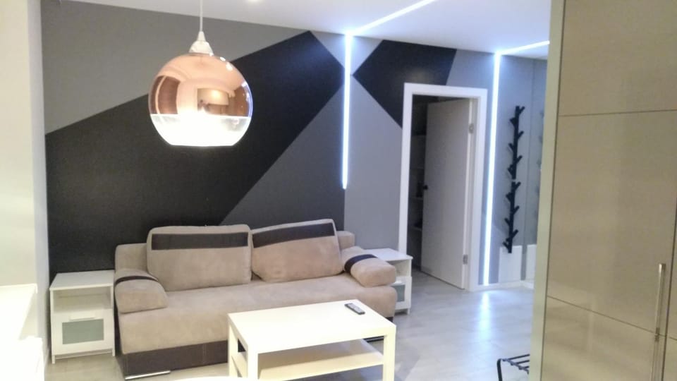 Bed, Living room, Seating area