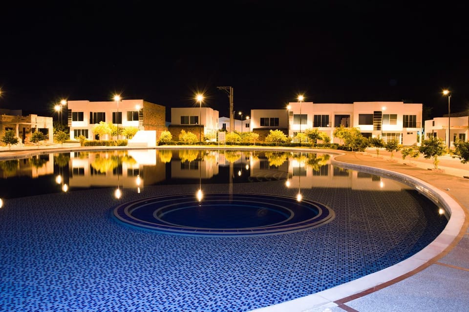Night, Pool view, Swimming pool
