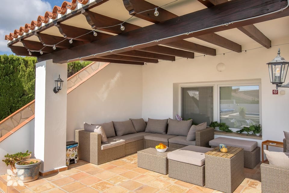 Property building, Patio, Day, View (from property/room), Balcony/Terrace, Living room, Seating area