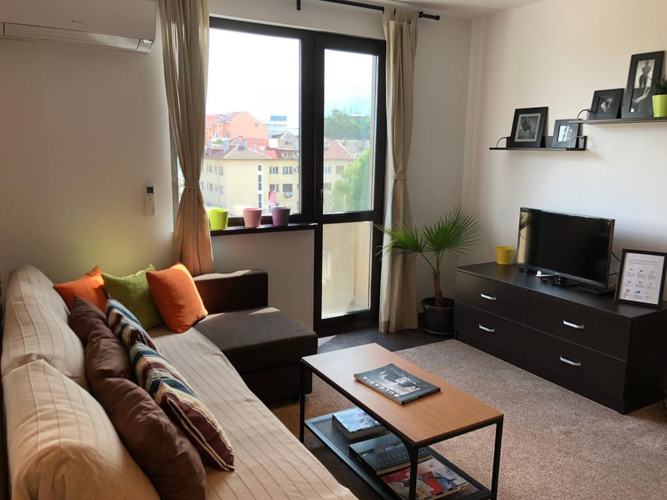 Day, Summer, TV and multimedia, Living room, On site, City view, Mountain view, Street view