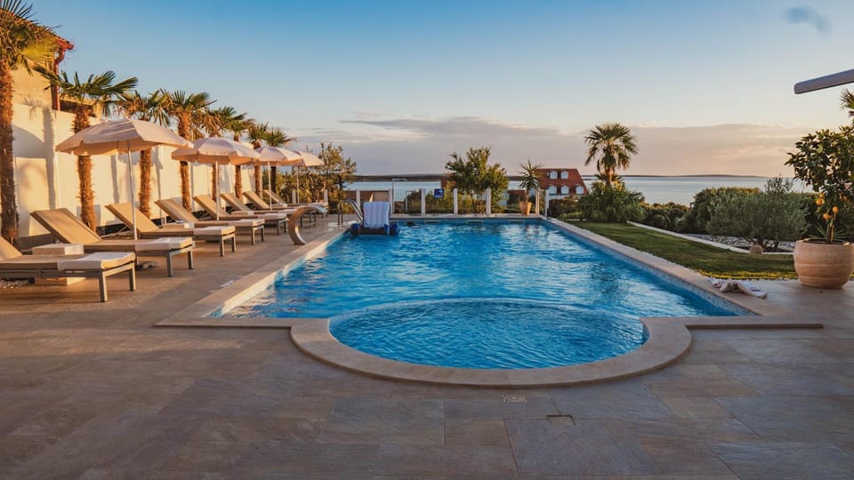 Swimming pool, Swimming pool, Sunset