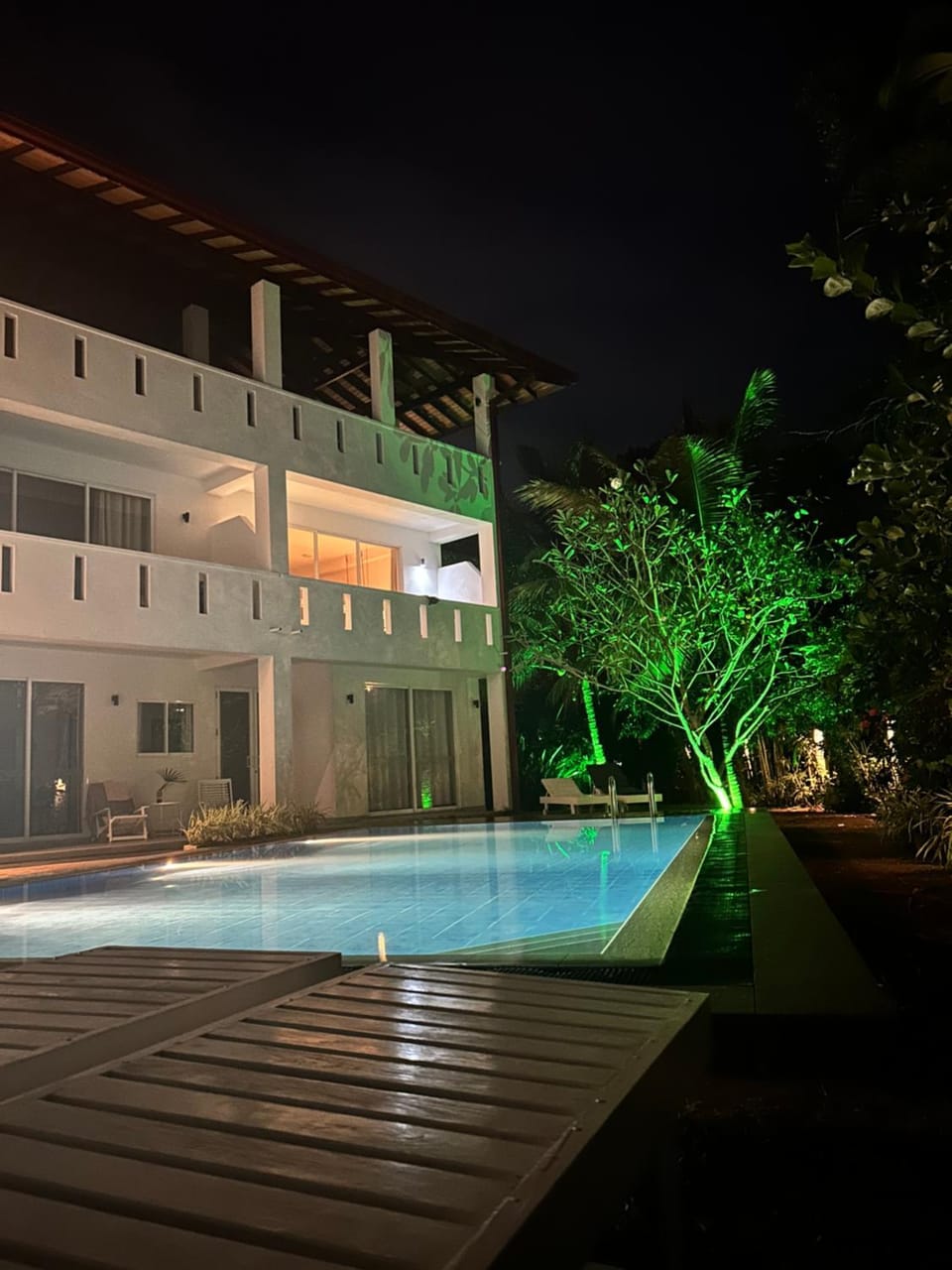 Property building, Night, Pool view, Swimming pool