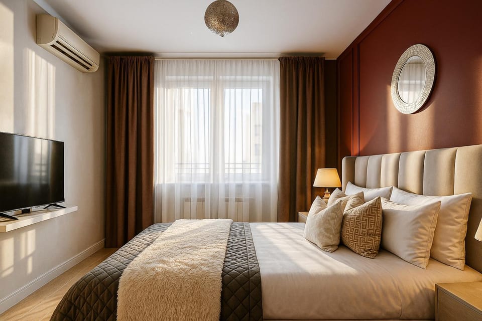Bed, Photo of the whole room, Bedroom, air conditioner