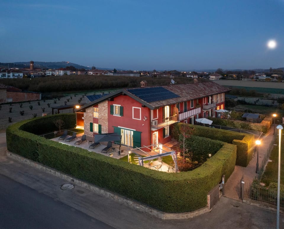 Property building, Night, Garden