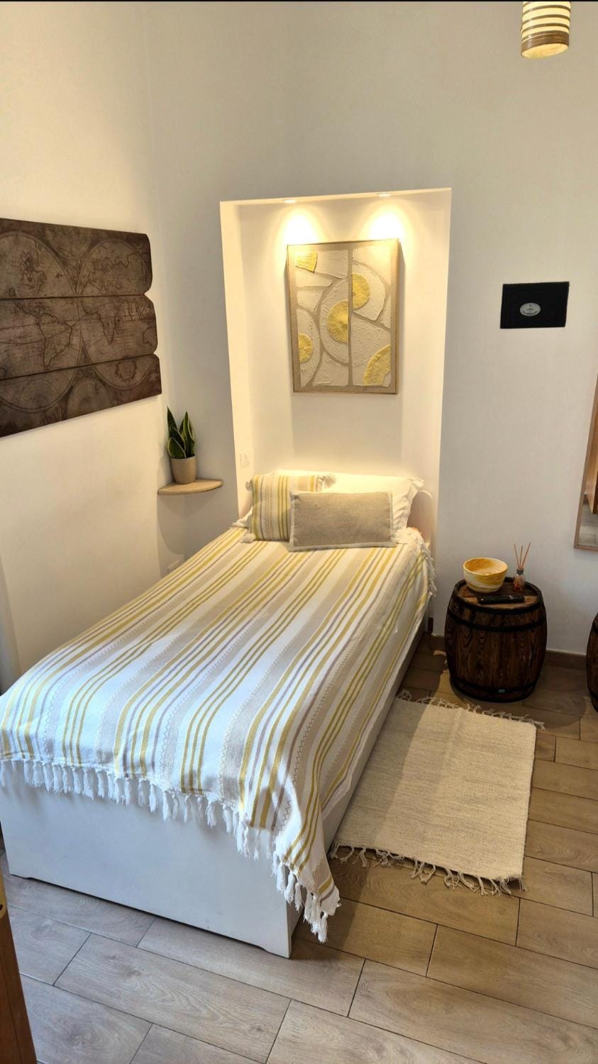 Bed, Photo of the whole room, Decorative detail, Bedroom, furniture, heating, internet, safe, air conditioner