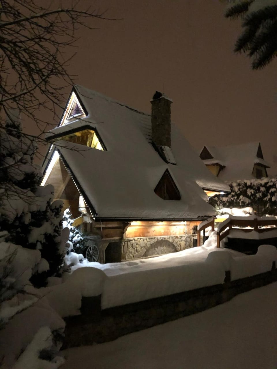 Property building, Night, Winter