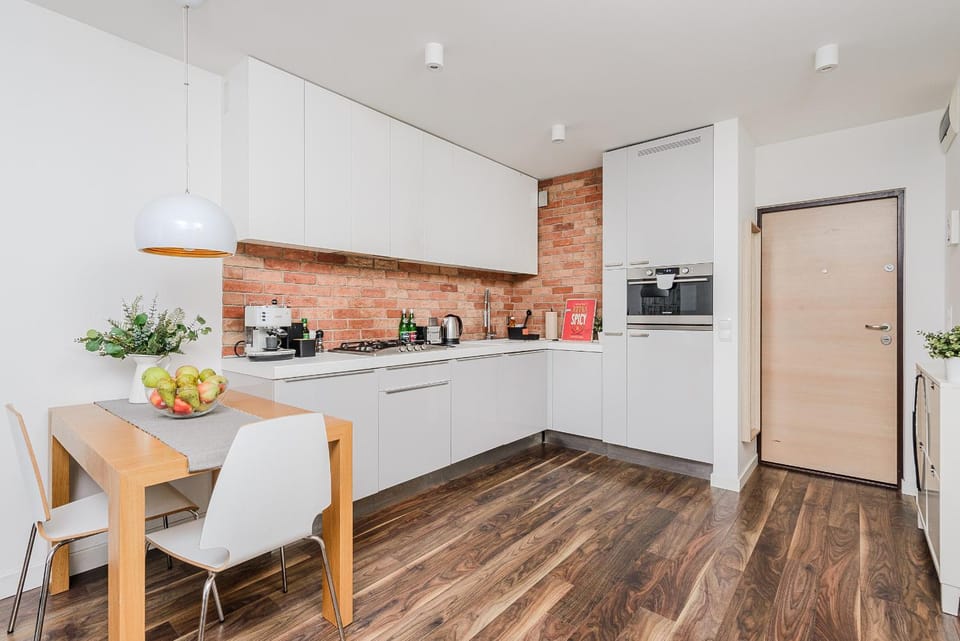 Kitchen or kitchenette, stove