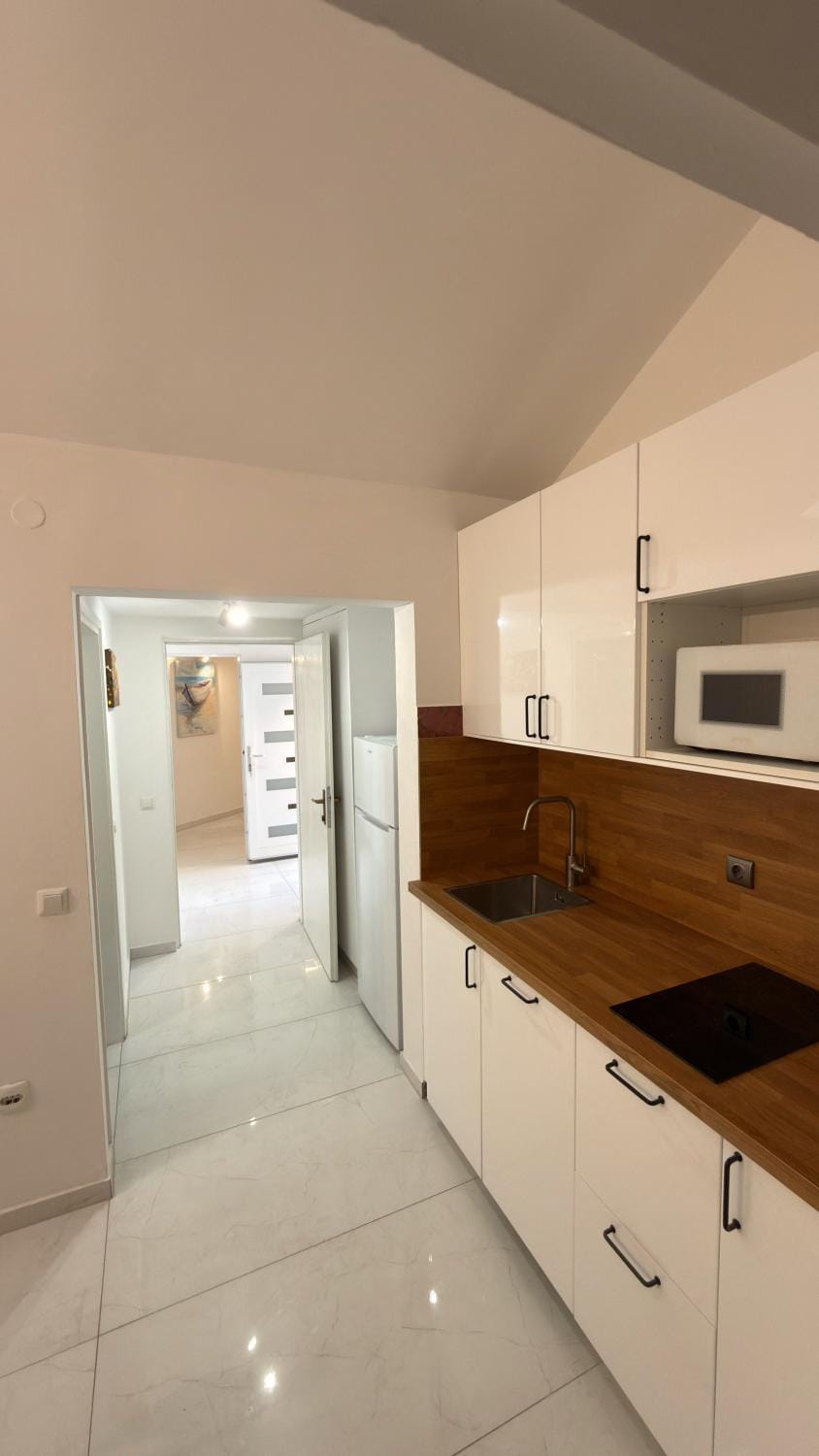 Kitchen or kitchenette, dishwasher, stove
