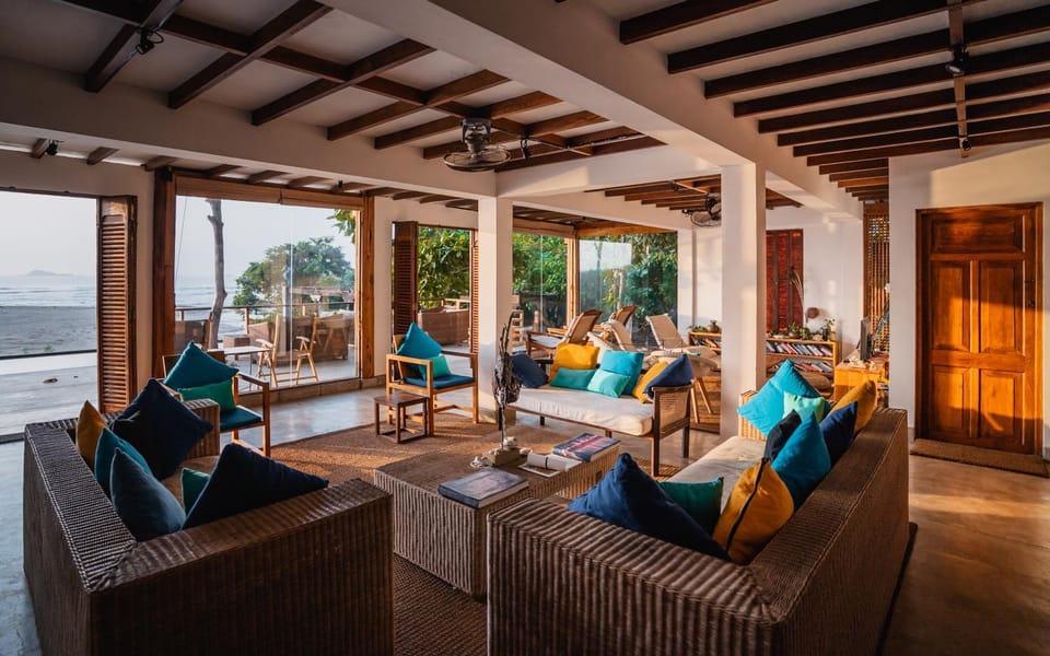 Patio, Natural landscape, View (from property/room), Living room, Seating area, Sea view