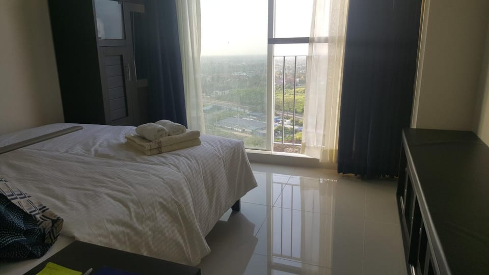 Bed, Bedroom, City view