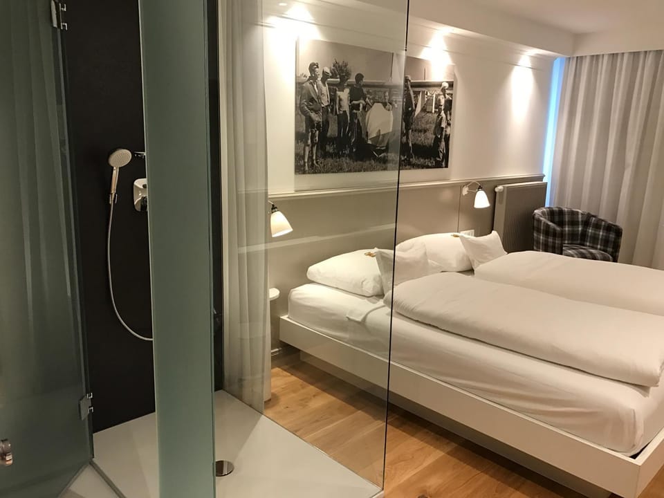 Shower, Bed, Bathroom, Photo of the whole room, Seating area