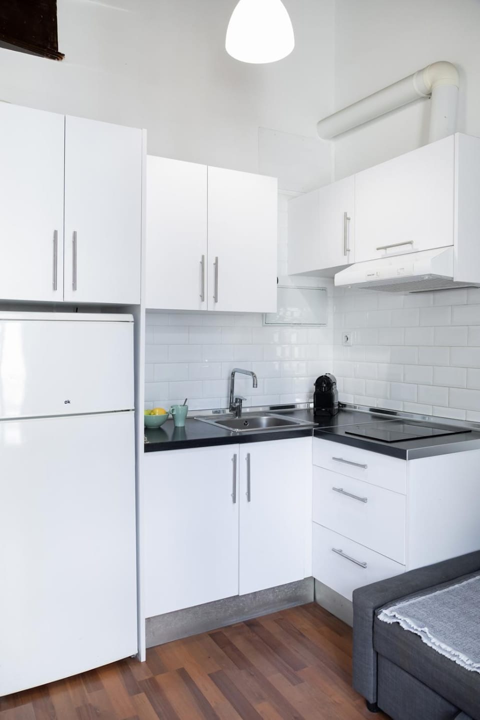 Kitchen or kitchenette, stove