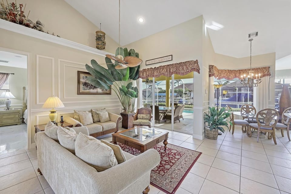 Large waterfront home with all-day sun on pool House in Marco Island