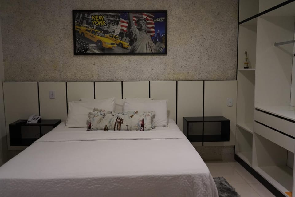 Bed, wardrobe