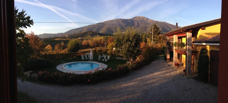 Property building, Garden, Autumn, Garden view, Mountain view, Pool view, Swimming pool, Sunset
