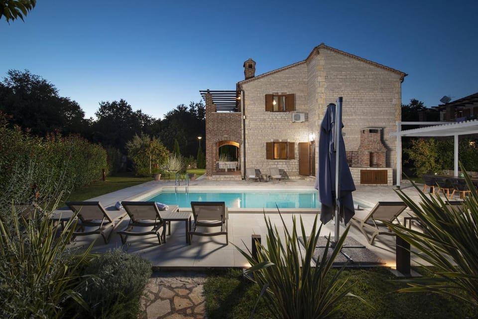 Property building, Night, Swimming pool