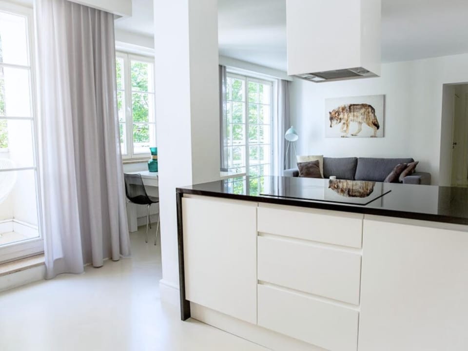 Kitchen or kitchenette, Living room, Seating area