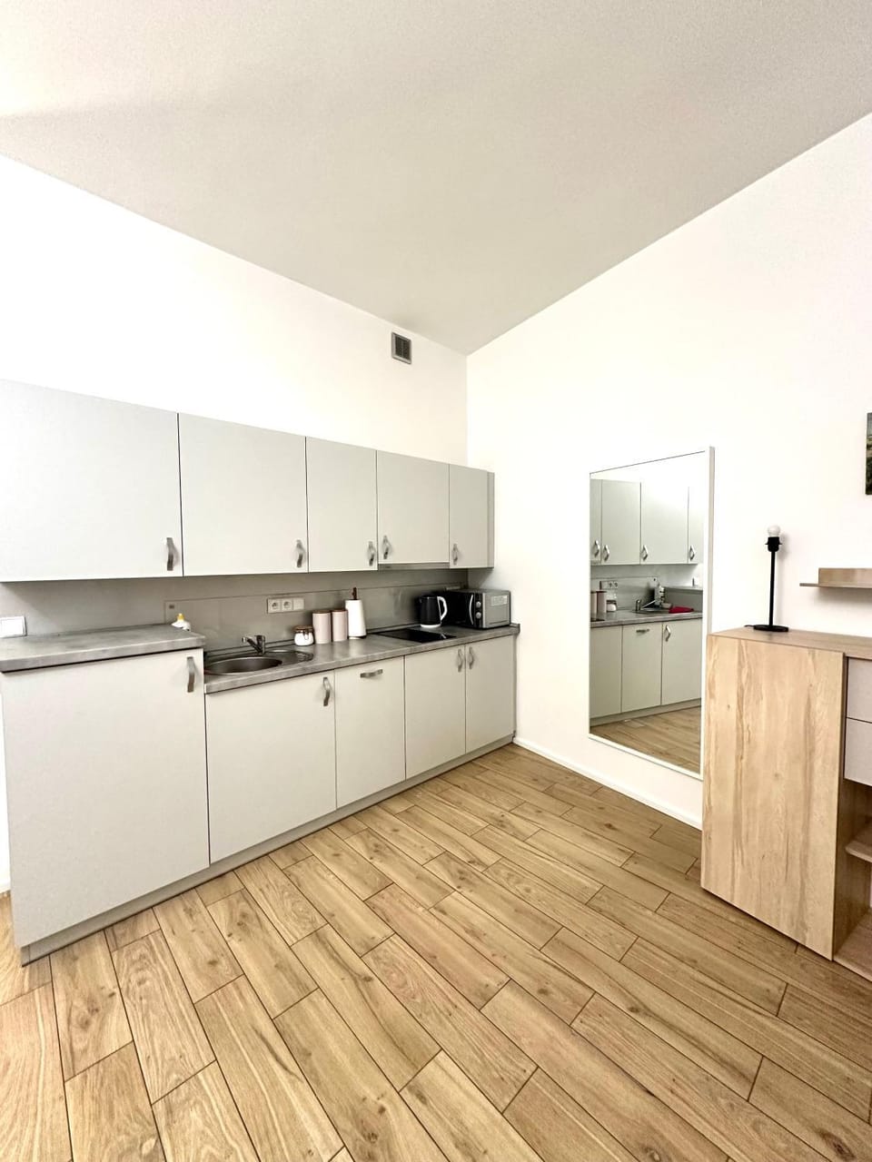 Kitchen or kitchenette, dishwasher, stove