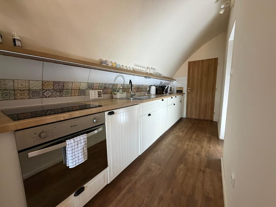 Kitchen or kitchenette, dishwasher, stove, kitchen