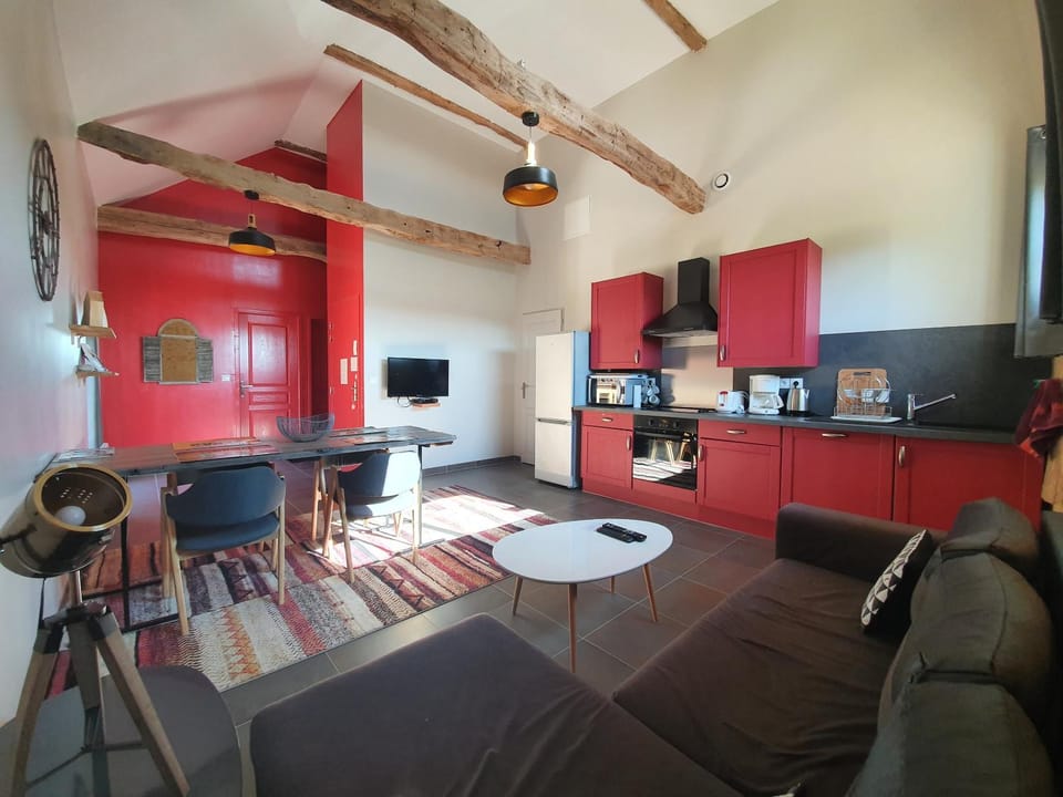 Living room, kitchen