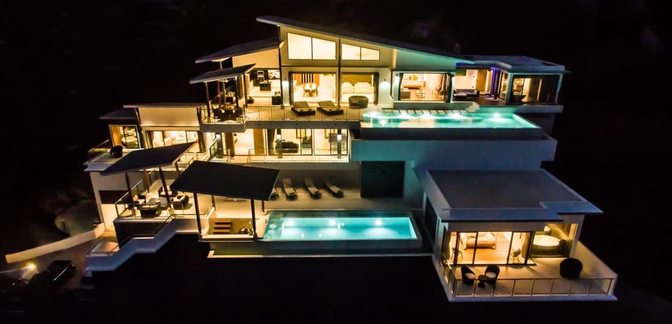 Property building, Night, Bird's eye view
