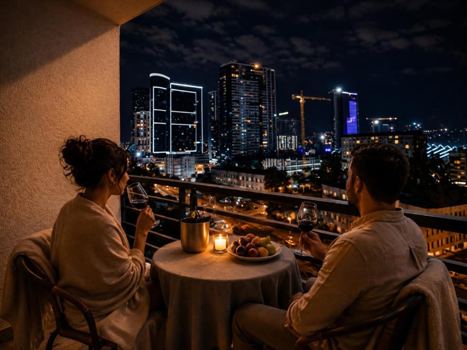 Patio, Night, People, View (from property/room), Balcony/Terrace, City view