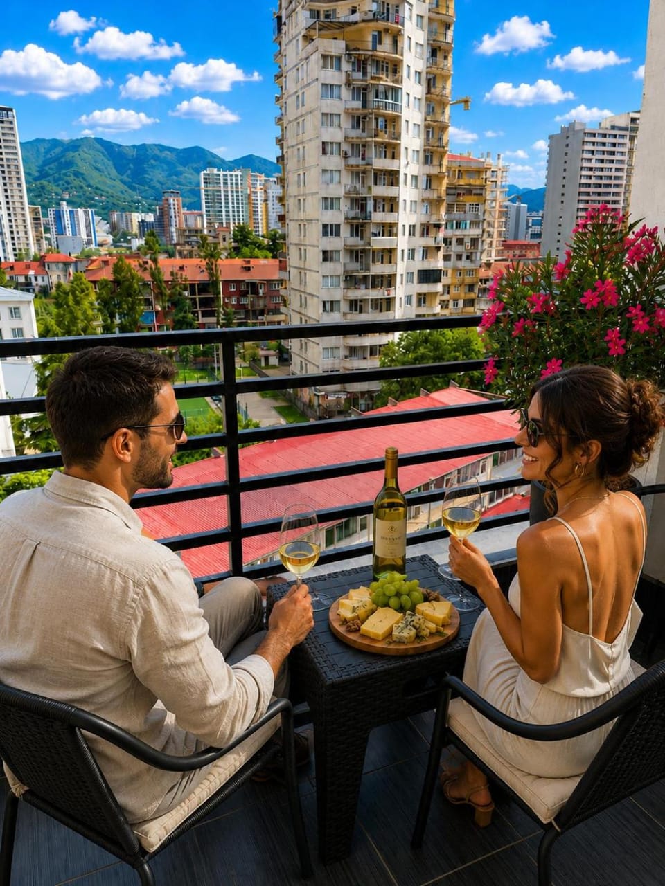 Patio, Day, People, Natural landscape, View (from property/room), Balcony/Terrace, Dining area, Guests, City view, Mountain view