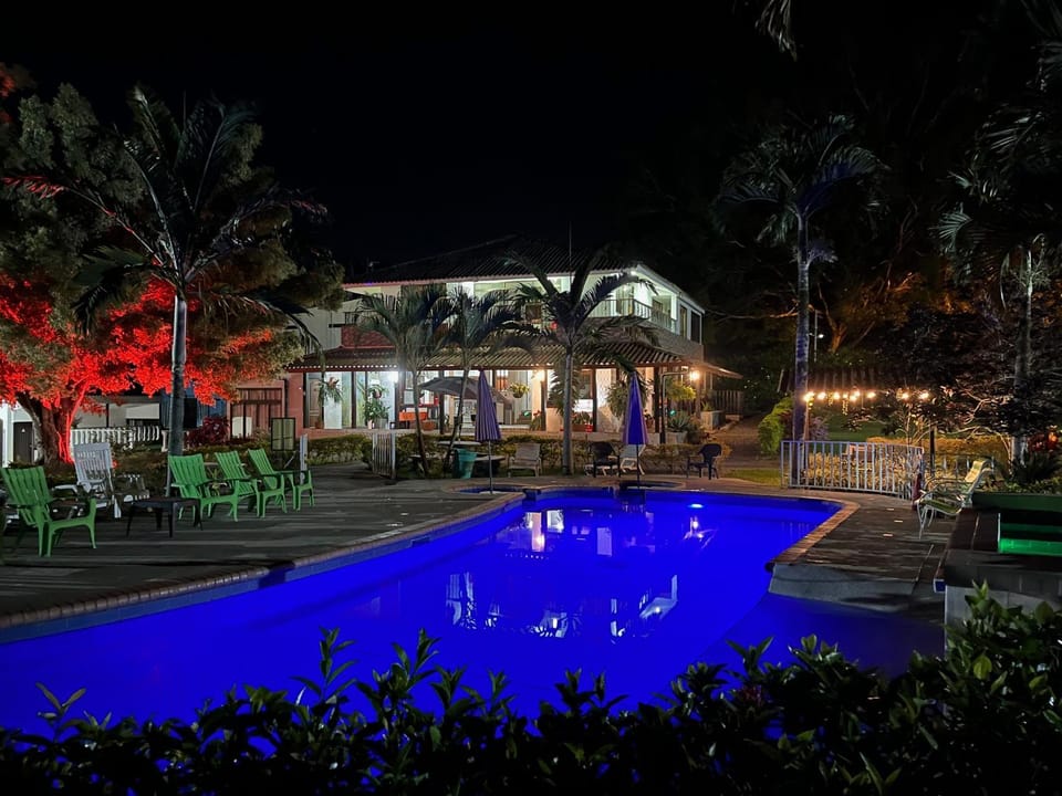 Night, Pool view, Swimming pool