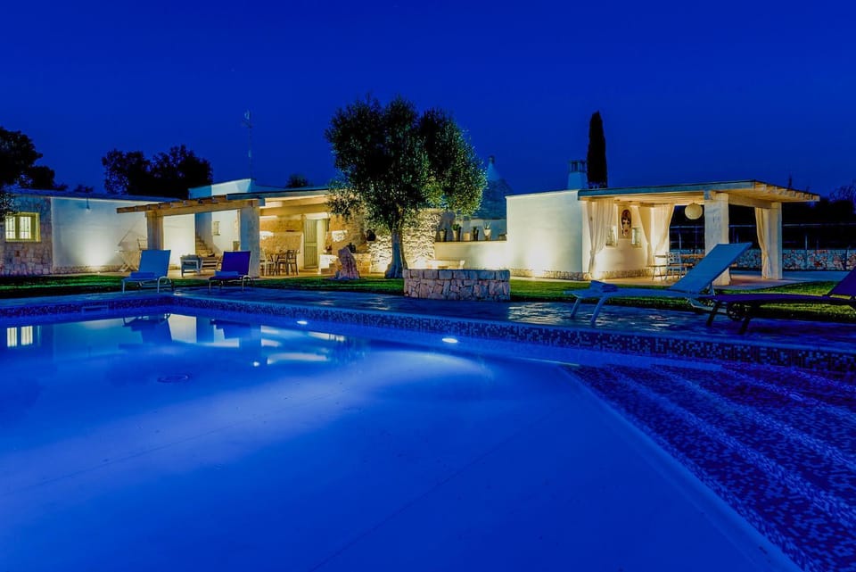 Night, Summer, On site, Swimming pool, Swimming pool