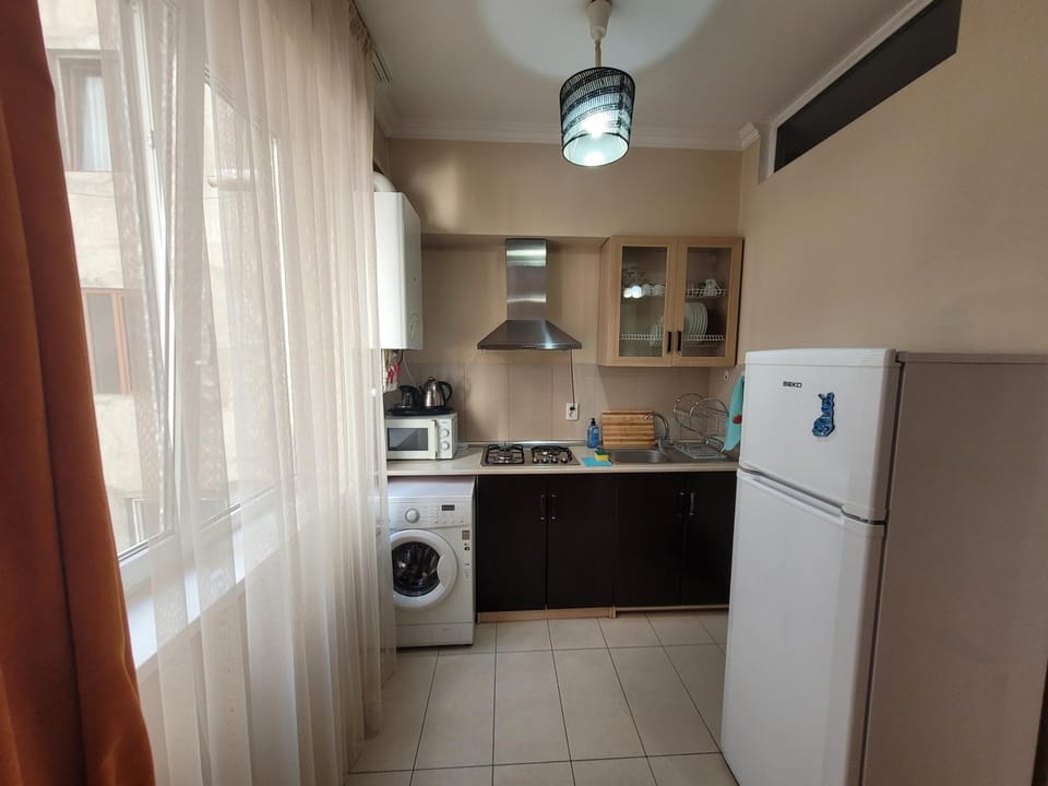 Kitchen or kitchenette, washing machine